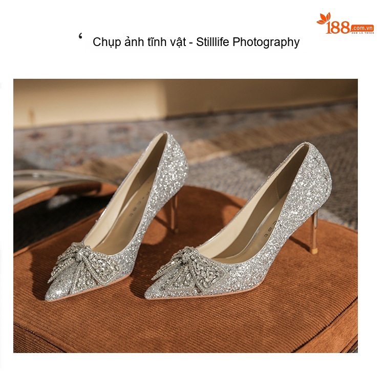 Giày Cao Gót Nữ Mũi Nhọn Chiều Cao Đế 8cm Đính Đá, Nơ Bướm chi tiết 22