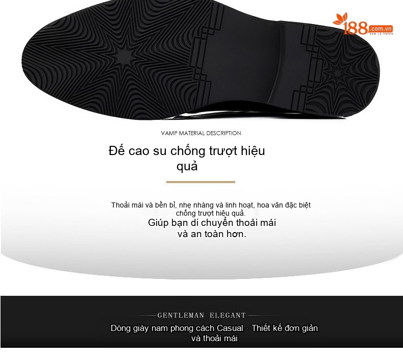 Giày Tây Buộc Dây Nam Da Cừu Chiều Cao Đế Khoảng 3cm Màu Đen chi tiết 12