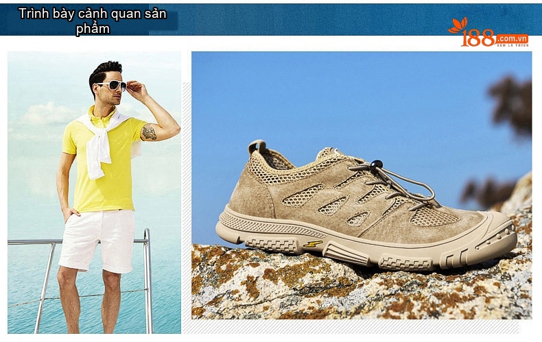 Giày lội nước nam vải lưới thoáng khí nhanh khô chống trượt đi câu cá đi biển đế cao 3 cm chi tiết 11