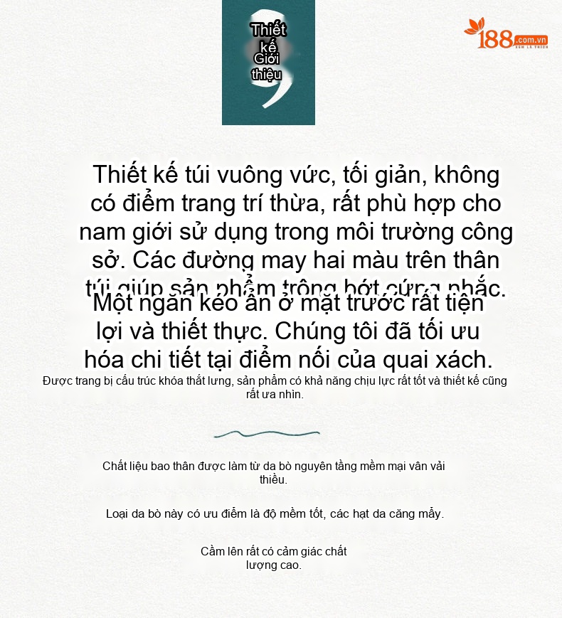 Cặp Túi Xách Công Sở Nam Da Bò Lớp Đầu Đựng Laptop, Túi Đeo Chéo Đựng Tài Liệu Màu Đen chi tiết 7