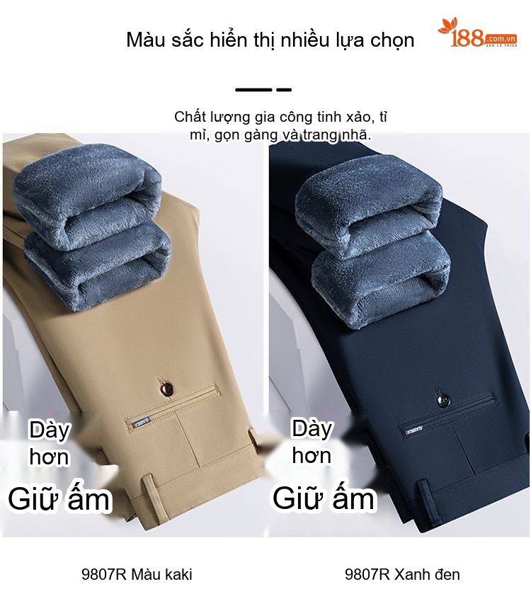 Quần Dài Nam Cotton Ống Suông Rộng Thoải Mái Màu Đen, Xám, Xanh Navy, Nâu chi tiết 39