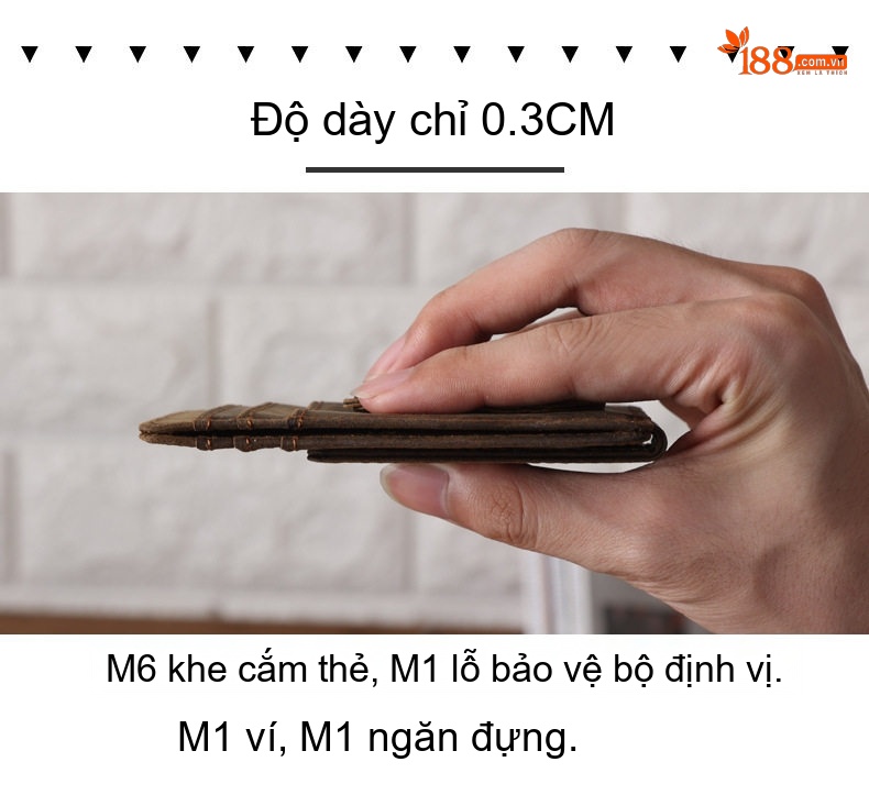 Ví Da Bò Ngắn RFID Chống Trộm Có Kẹp Tiền Màu Nâu, Đen chi tiết 3