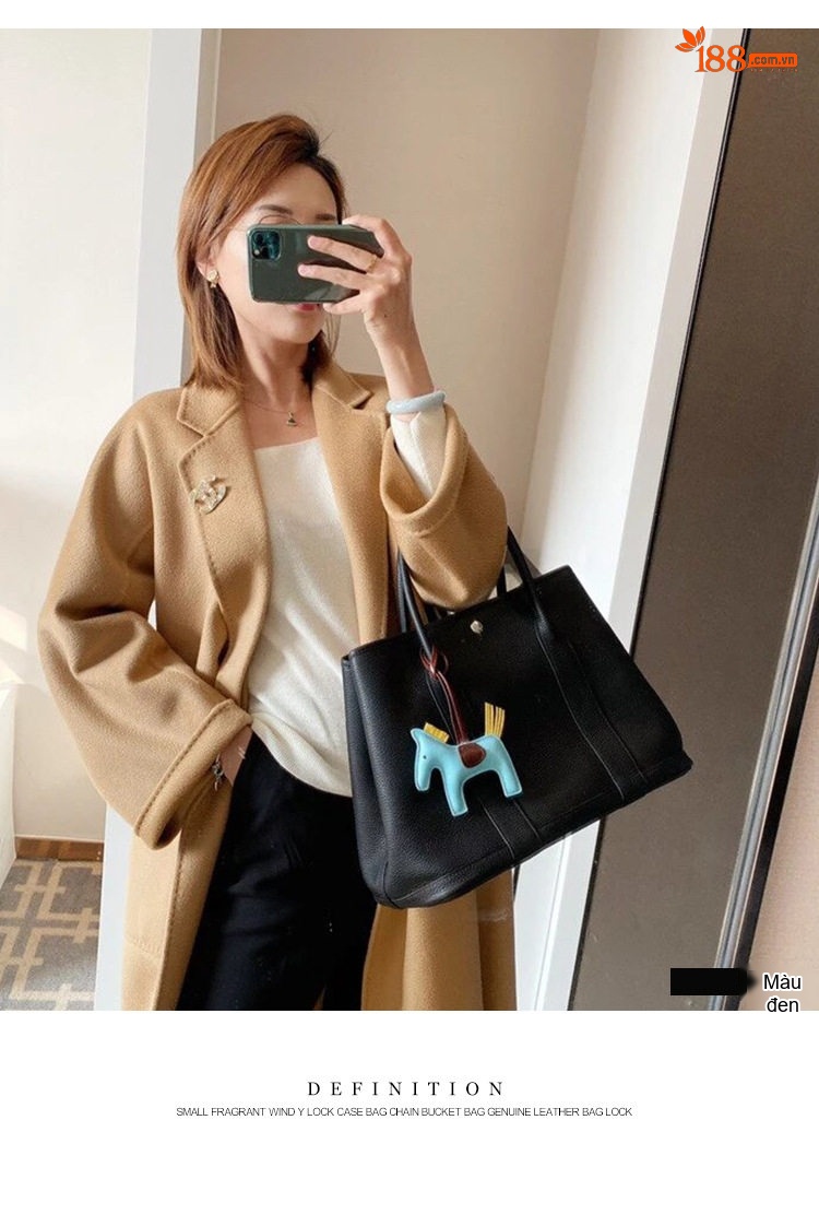 Túi Xách Nữ Da Bò TOGO Đeo Vai Tote Bag Đa Năng Túi Lớn Đựng Đồ Màu Nâu, Đen, Xám chi tiết 11