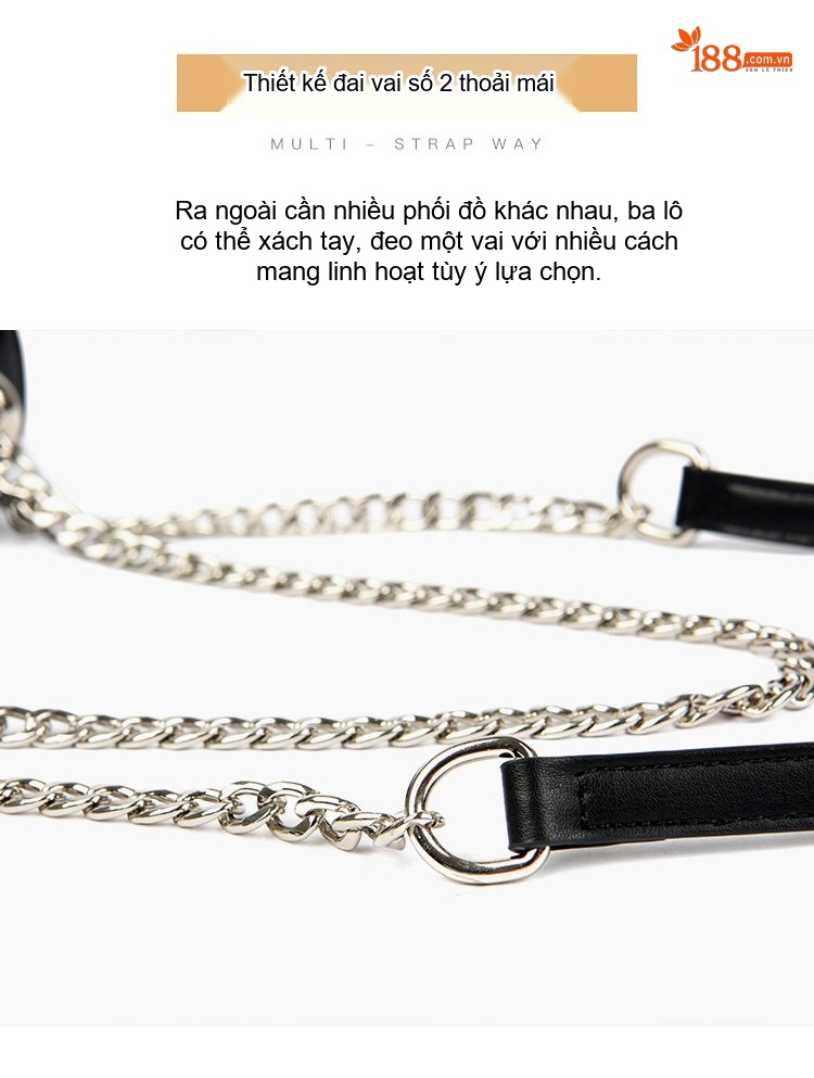 Túi Đeo Chéo Nữ Dây Xích Hình Chữ Nhật Da Bóng Phong Cách Thời Trang Màu Đen, Trắng chi tiết 16