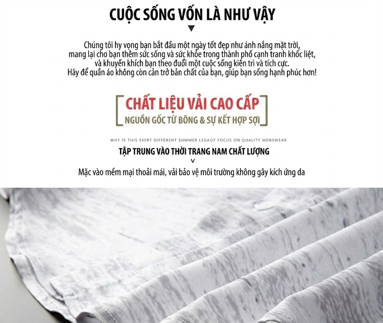 Áo Sơ Mi Dài Tay Nam Họa Tiết Vân Nước Kiểu Dáng Thời Trang chi tiết 4