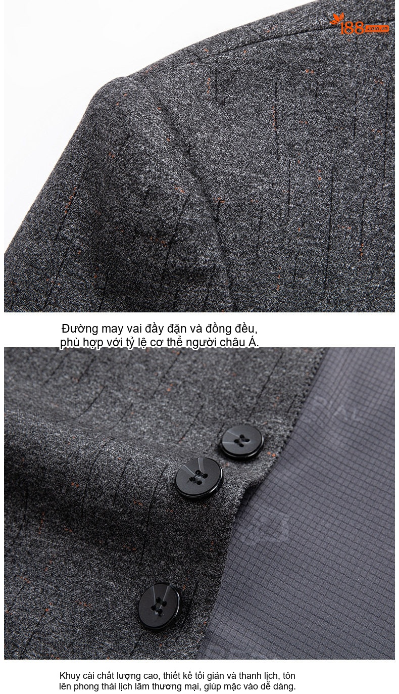 Áo Vest Nam Cổ Tàu Dáng Ôm Vừa Vặn Phong Cách Hàn Quốc Màu Xám chi tiết 18