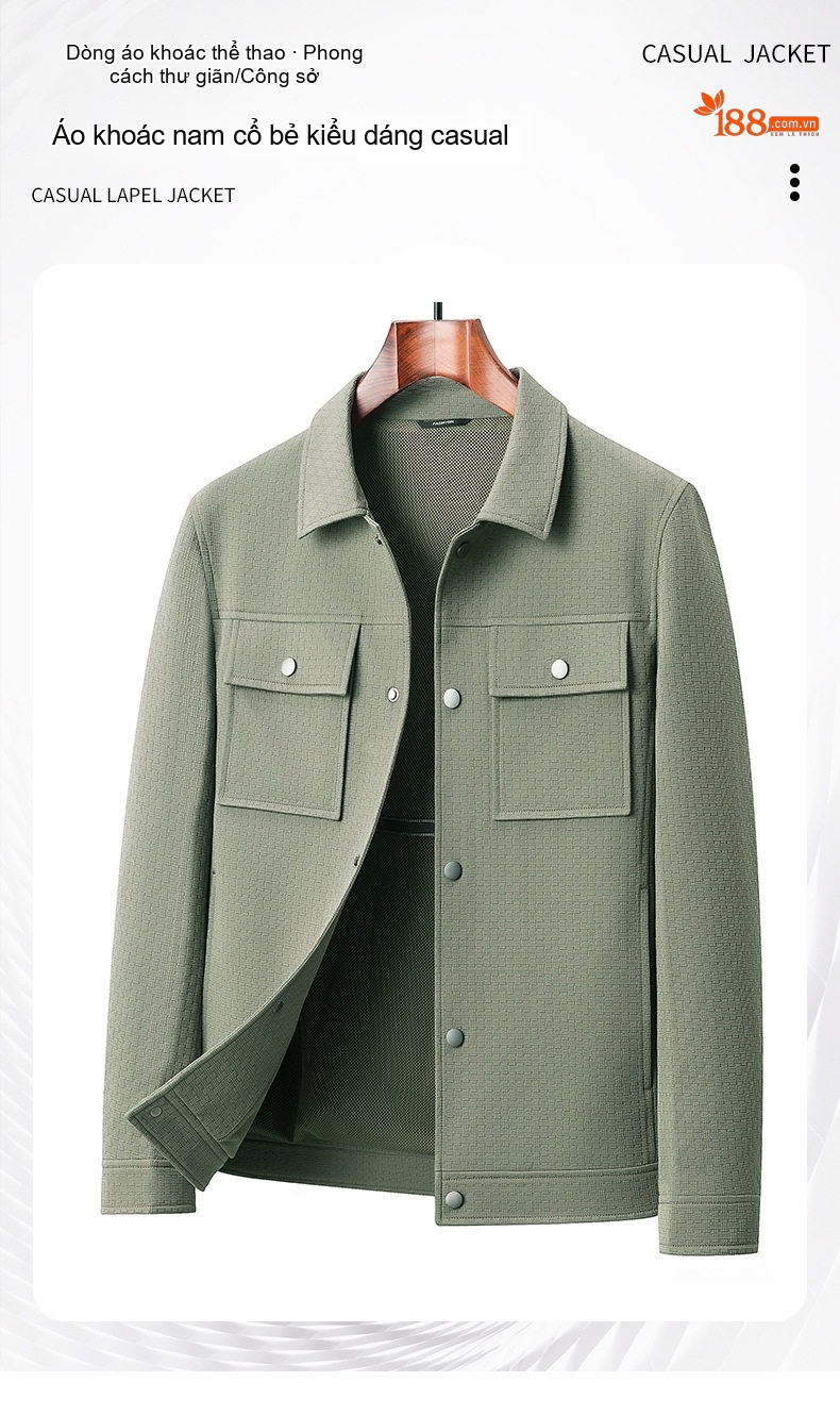 Áo Khoác Giữ Ấm Nam Cổ Bẻ Dáng Bomber Phong Cách Công Sở Màu Xanh, Trắng, Đen chi tiết 22