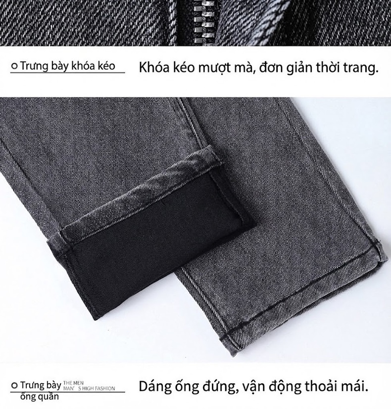 Quần Jean Dáng Suông Nam Co Giãn Thoải Mái Phong Cách Thời Trang Màu Xanh, Xám, Đen chi tiết 51