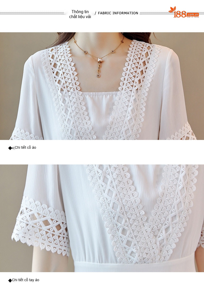 Váy Midi Nữ Xòe Nhẹ Cổ chữ Vuông Tay Lỡ Chất Liệu Voan Thích Hợp Đi Biển Màu Trắng, Xanh, Vàng chi tiết 13