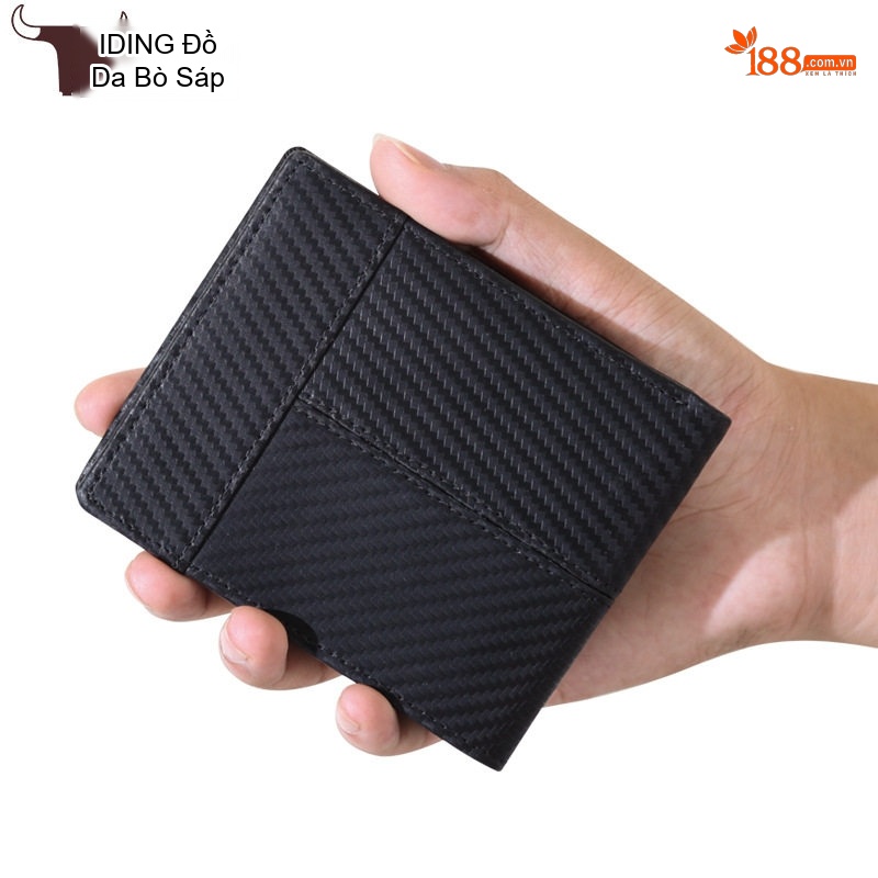Ví Ngắn Nam TIDING Phong Cách Doanh Nhân Thiết Kế Đơn Giản Vải Sợi Carbon Màu Đen