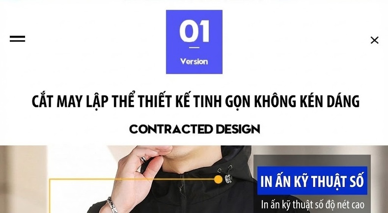 Áo Khoác Nam Dáng Ôm Có Mũ Trùm Đầu Màu Xám, Xanh Dương, Xanh Lá, Đen chi tiết 2