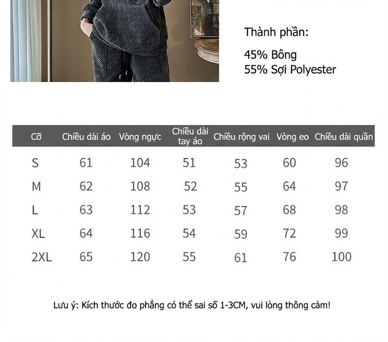 Bộ Đồ Nữ Áo Hoodie và Quần Dài Thể Thao Nỉ Lót Lông Phong Cách Hàn Quốc Màu Xám chi tiết 3