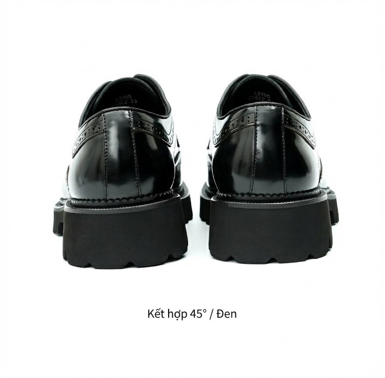 Giày Tây Buộc Dây Nam Da Bóng Chiều Cao Đế Khoảng 4cm Kiểu dáng Brogue Màu Đen, Nâu chi tiết 16