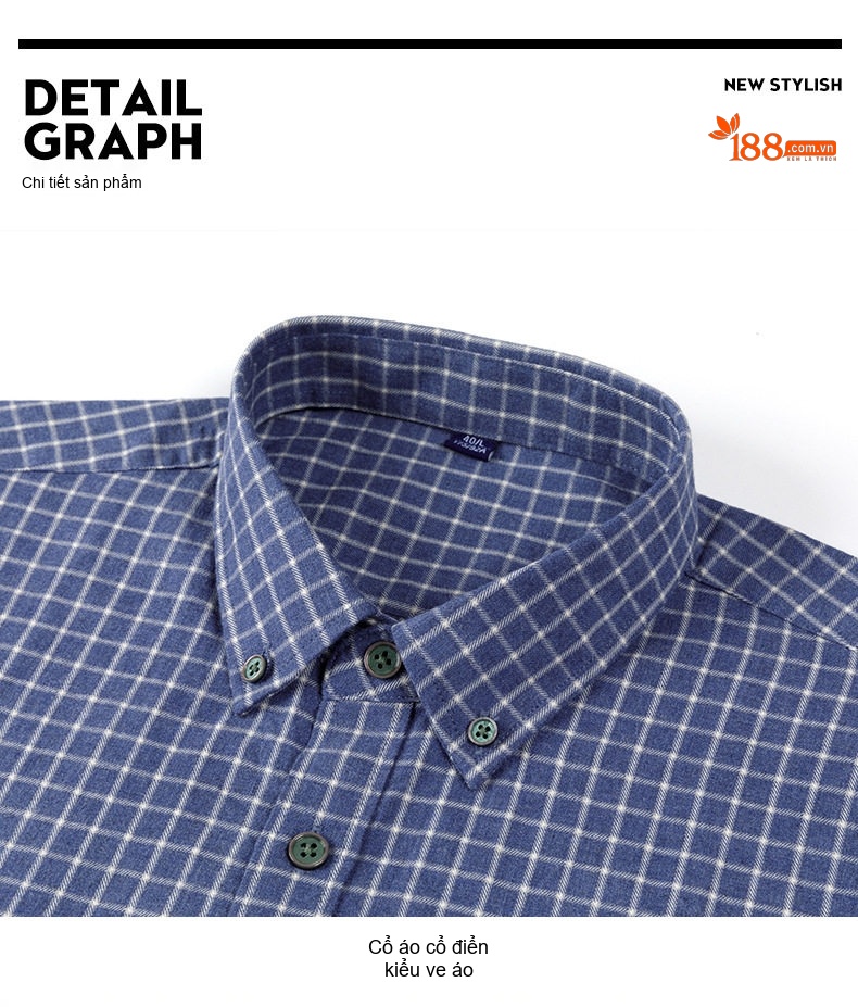 Áo Sơ Mi Nam Tay Dài Cotton Mài Lông Họa Tiết Kẻ Caro Phong Cách Trung Niên Màu Xanh Dương, Xám, Đen, Xanh Lá... chi tiết 7