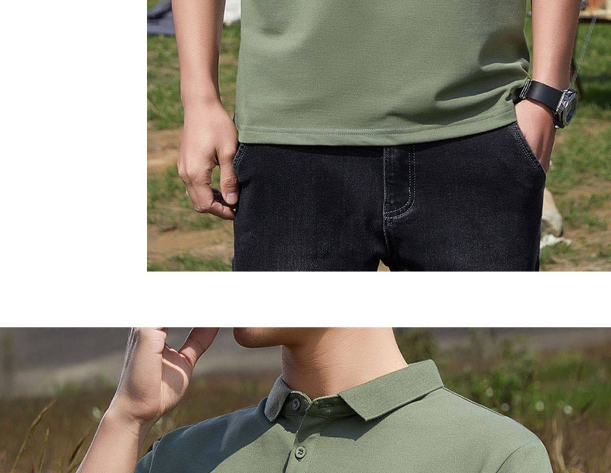 Áo Polo Nam Tay Ngắn Cotton Pima, Vải Mesh Thoáng Khí Màu Đen, Xám chi tiết 39