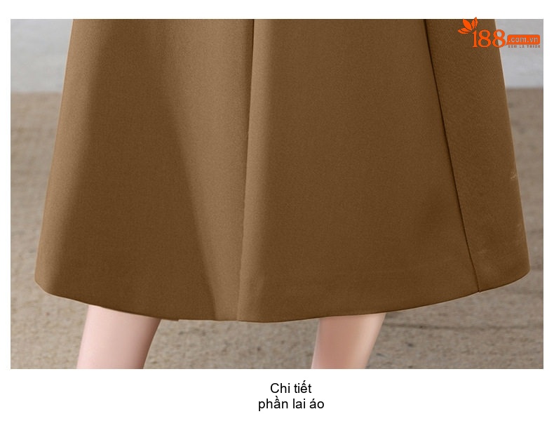 Váy Bộ Dài Tay Thiết Kế dáng chữ A Thời Trang Thu Đông Màu Nâu, Đen chi tiết 32