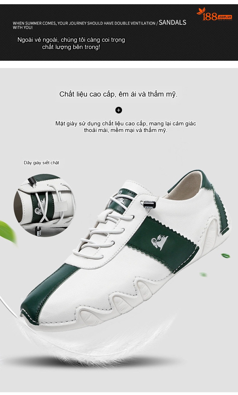 Giày Thể Thao Nam Nữ Dáng Thấp Chiều Cao Đế Khoảng 2cm Màu Trắng, Xám, Xanh Lá chi tiết 4