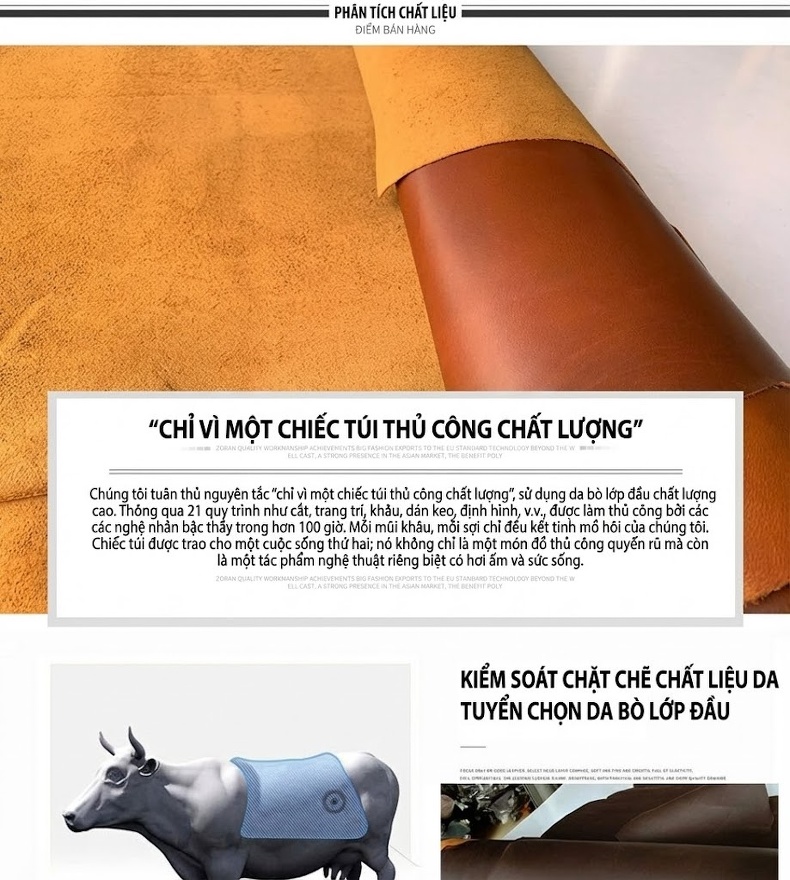 Túi Du Lịch Nam Da Bò Đầu Lớp Dáng Trống Đeo Chéo Vai Xách Tay Thủ Công Vintage Màu Nâu, Đen chi tiết 2