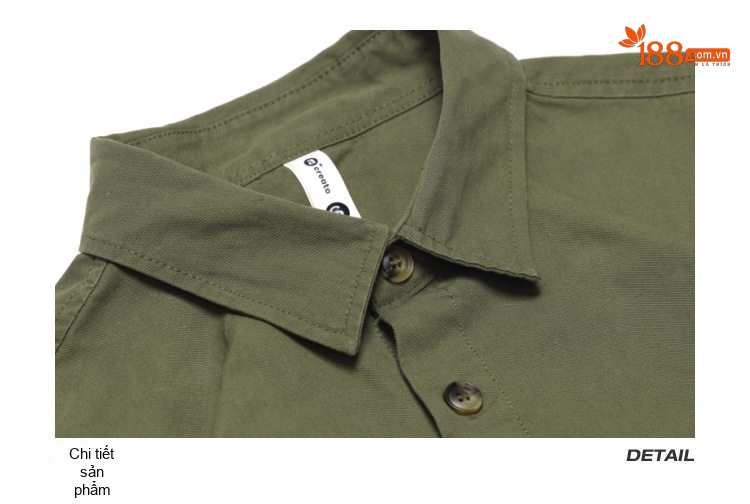 Áo Sơ Mi Nam Cotton Dáng Rộng Phong Cách Retro Màu Xanh Rêu, Nâu, Đen chi tiết 24