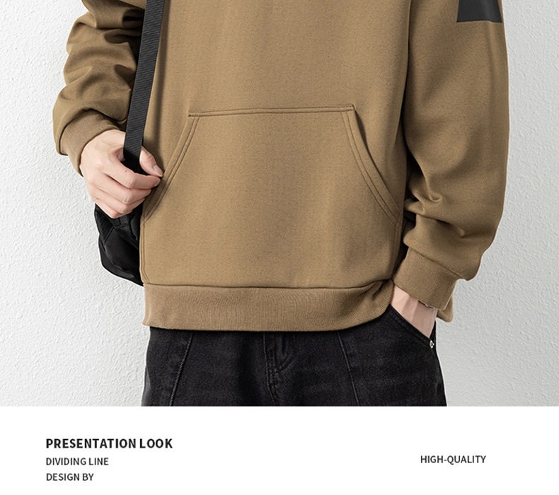 Áo Hoodie Nam Dáng Rộng Có Mũ Phong Cách Thể Thao Sọc Kẻ chi tiết 12