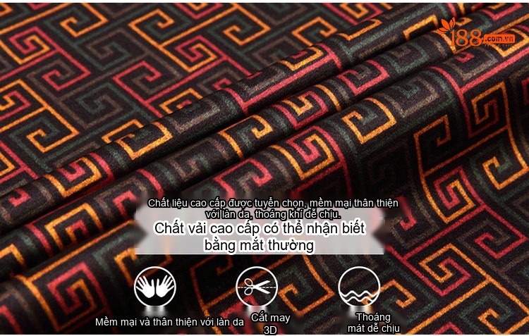 Áo Sơ Mi Nam Tay Ngắn Lụa Tằm Cao Cấp Họa Tiết In Nổi Chống Nhăn Màu Đỏ Đen chi tiết 5