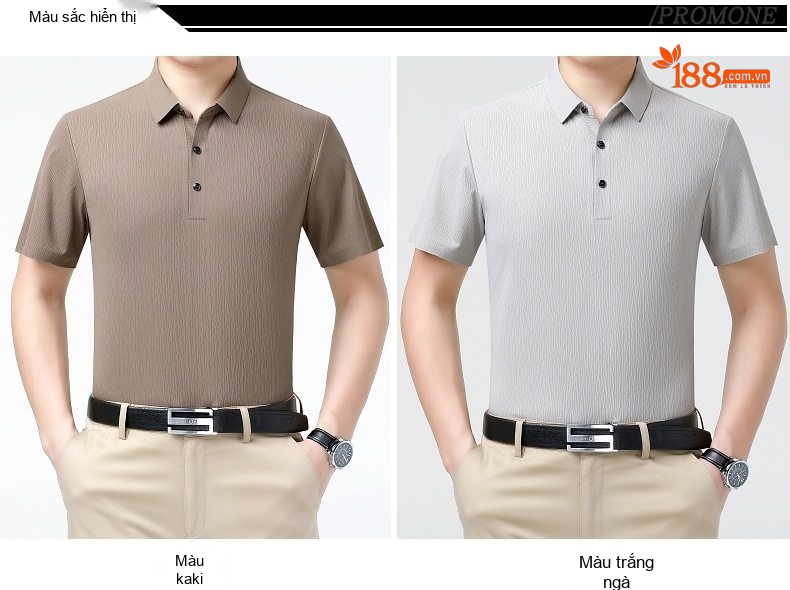 Áo Polo Nam Lụa Tằm Tơ Mùa Hè Form Rộng Chống Nhăn Màu Nâu, Xám, Đen, Xanh... chi tiết 8