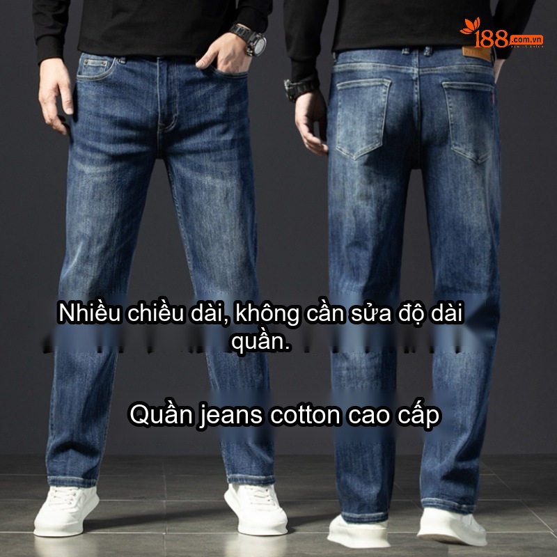 Quần Jean Nam Cotton Co Giãn Dáng Suông Rộng Thoải Mái Màu Xanh