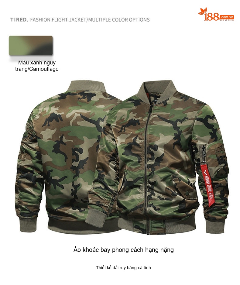 Áo Khoác Bomber Nam Mùa Thu Kiểu Phi Công Lính Rằn Ri chi tiết 1