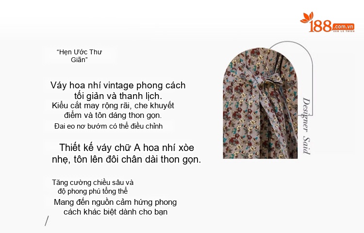 Váy Dài Tay Lỡ Nữ Cổ Trụ Họa Tiết Hoa Vintage Thoáng Mát chi tiết 3