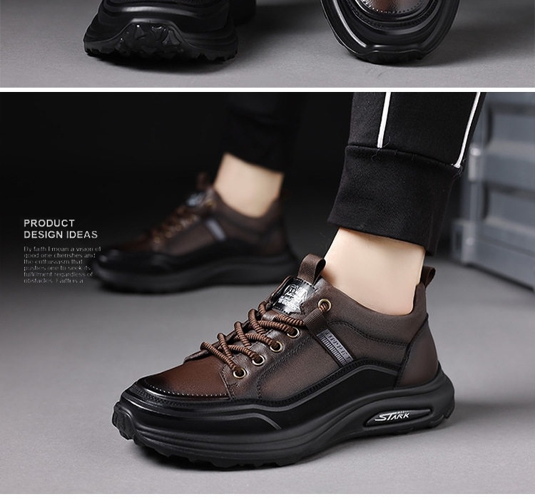 Giày Thể Thao Nam Da Bò Kiểu Dáng Casual Chiều Cao Đế Khoảng 4cm Màu Nâu, Đen chi tiết 17