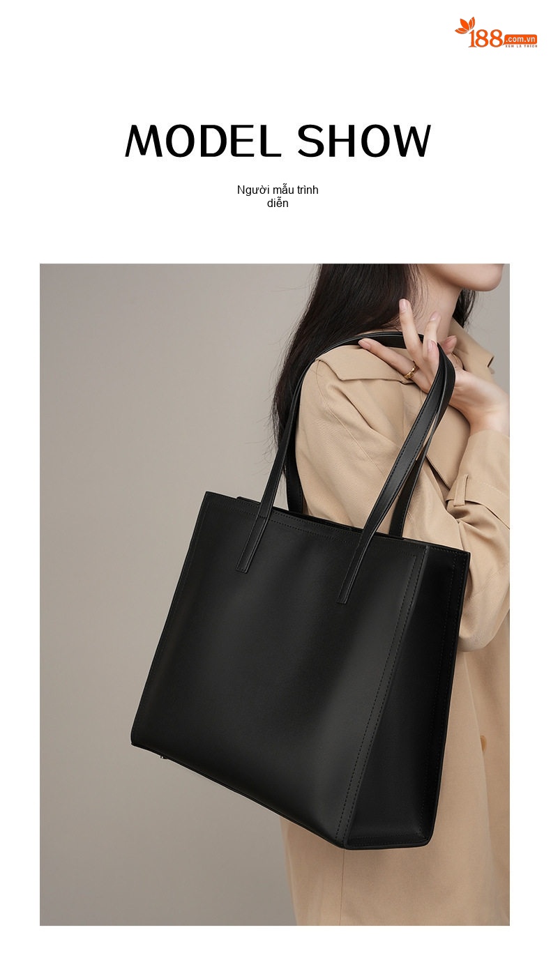 Túi Tote Nữ Da Bò Công Sở Đựng Laptop Sức Chứa Lớn Màu Đen, Nâu chi tiết 10