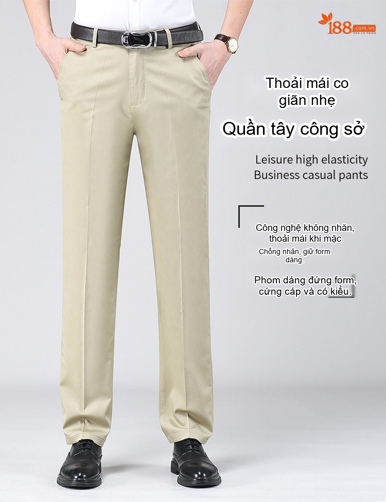 Quần Âu Nam Dáng Suông Mỏng Nhẹ Không Nhăn Cho Bố Trung Niên Màu Đen, Kem, Xám, Be chi tiết 32