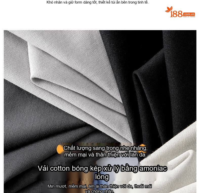 Áo Thun Dài Tay Nam Sợi Amoniac Lụa Cotton Áo Kiểu Mặc Lót Cao Cấp Màu Trắng, Xám, Xanh, Nâu... chi tiết 3