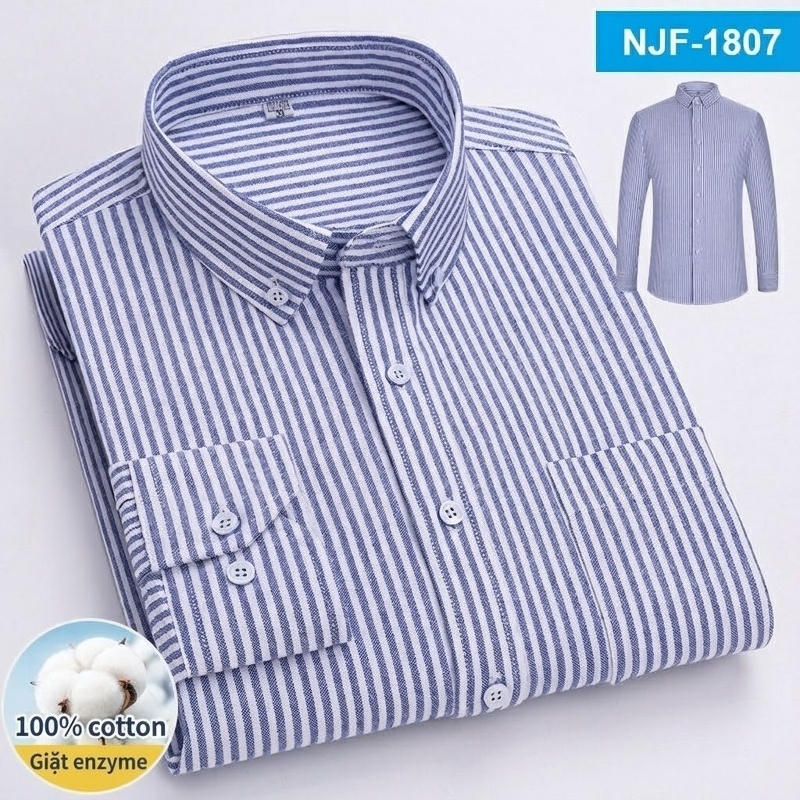 Áo Sơ Mi Tay Dài Cotton Oxford Dáng Rộng Thoải Mái Màu Trắng, Xám, Xanh, Đỏ...