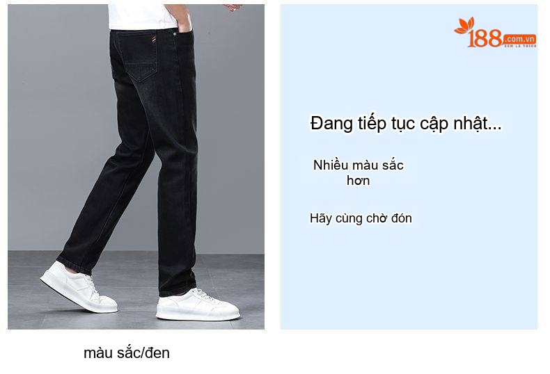 Quần Jean Nam Dáng Ôm Vừa Vặn Kiểu Dáng Suông Thoải Mái Màu Xanh, Đen chi tiết 11