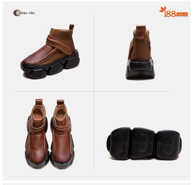 Giày Tây Buộc Dây Nam Da Bò Chiều Cao Đế Khoảng 3cm Màu Đen, Nâu chi tiết 18