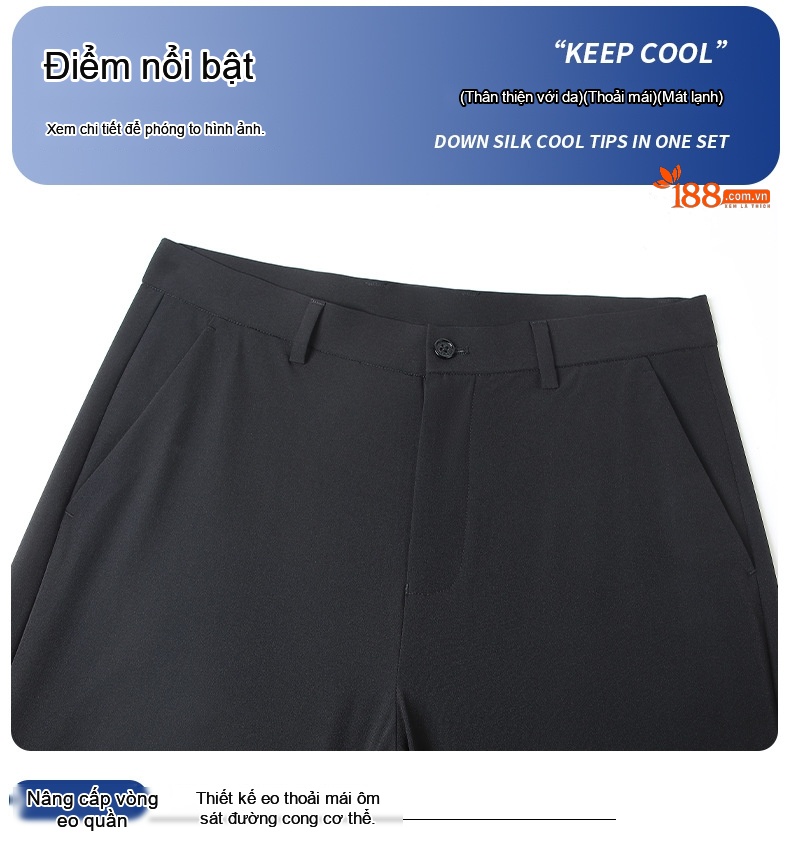 Quần Tây Nam Dáng Suông Ống Đứng Co Giãn Thoáng Mát Màu Đen, Xám, Xanh Navy chi tiết 18
