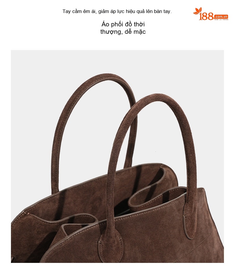 Túi Tote Nữ Da Bò Mờ Cao Cấp Quai Xách Tay Đeo Chéo Phong Cách Vintage Màu Nâu chi tiết 21