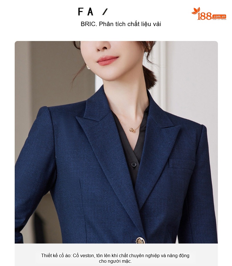 Bộ Vest Công Sở Nữ Dáng Dài Tay Thu Đông Phong Cách Hàn Quốc Màu Đen, Xanh Navy, Tím chi tiết 7