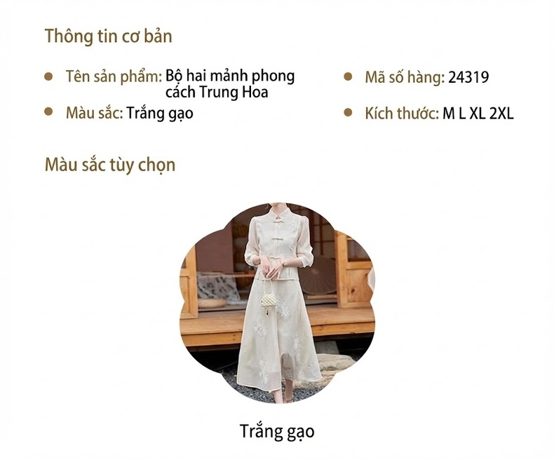 Set Áo Và Chân Váy Hán Phục Cách Tân Phong Cách Trung Hoa Cổ Điển Thanh Lịch Màu Kem chi tiết 5