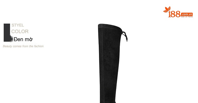 Boot Nữ Cao Cổ Qua Gối Da Bóng Đế Cao 10cm Mũi Vuông Tôn Dáng Phong Cách Thu Đông Màu Đen chi tiết 13