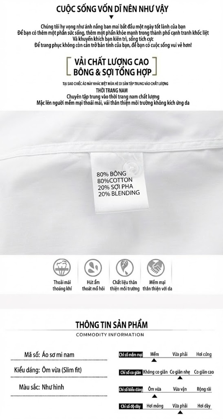 Áo Sơ Mi Nam Tay Dài Cotton Thêu Hình Ngựa Màu Đen, Trắng chi tiết 3