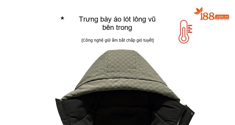 Áo Khoác Phao Nam Ngắn Tay Dài Có Mũ Trùm Đầu Thời Trang Giữ Ấm Phong Cách Trẻ Trung Màu Be, Đen, Xanh Olive chi tiết 3