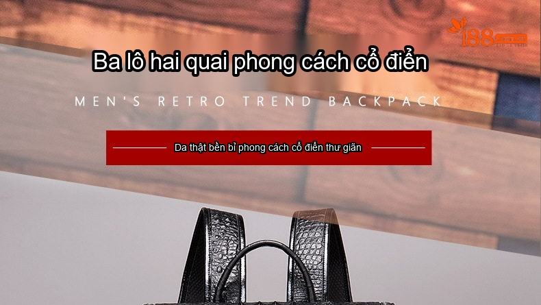 Balo Da Thật Vân Cá Sấu Đeo Vai Nam Phong Cách Thời Trang Màu Đen, Nâu chi tiết 1