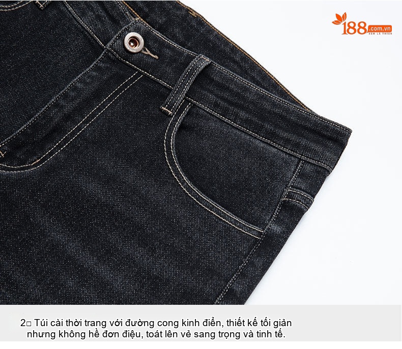 Quần Jean Nam Cotton Co Giãn Thoải Mái Dáng Ôm Vừa Vặn Màu Xanh Xám, Đen Xám chi tiết 25