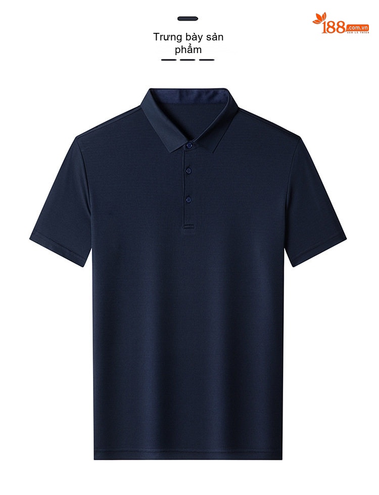 Áo Polo Nam Tay Ngắn 100% Lụa Tằm Cao Cấp Màu Xanh Navy, Xanh Ngọc chi tiết 7