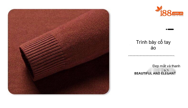 Áo Thun Dài Tay Nam Cổ Lọ Nano Lông Dệt Kim Giữ Ấm Mùa Đông Màu Xanh, Trắng, Kem, Nâu chi tiết 11