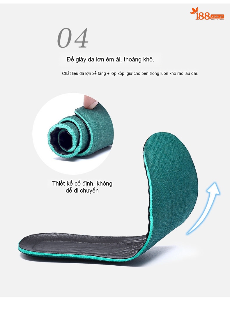 Giày Tây Buộc Dây Nam Da Bò Đầu Tiên Chiều Cao Đế Khoảng 3cm Màu Đen, Nâu chi tiết 8