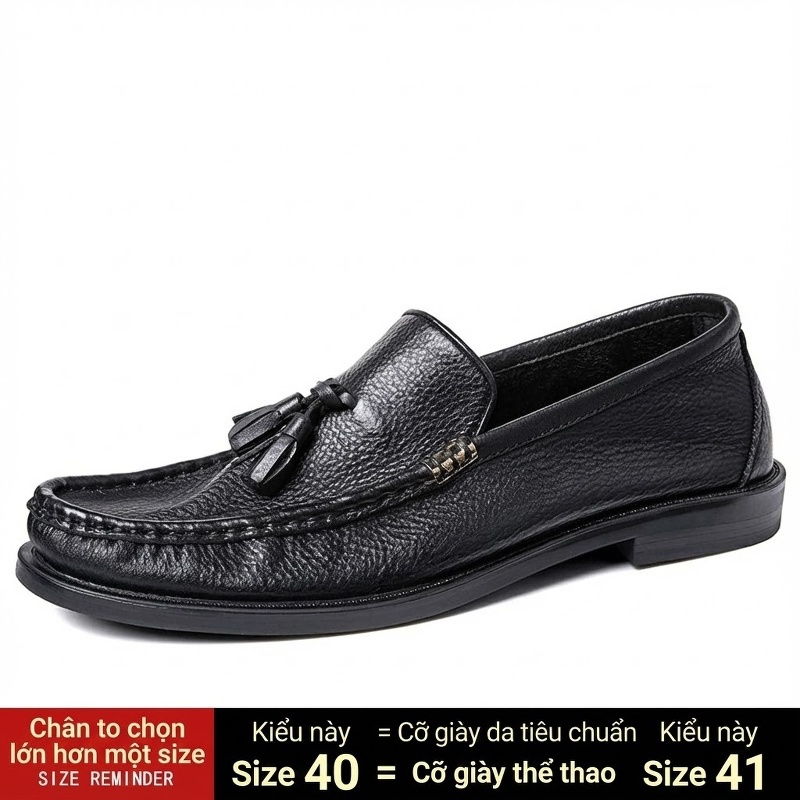 Giày Lười Nam Da Bò Mềm Mại Phong Cách Anh Quốc Chiều Cao Đế Khoảng 2cm Màu Nâu, Đen