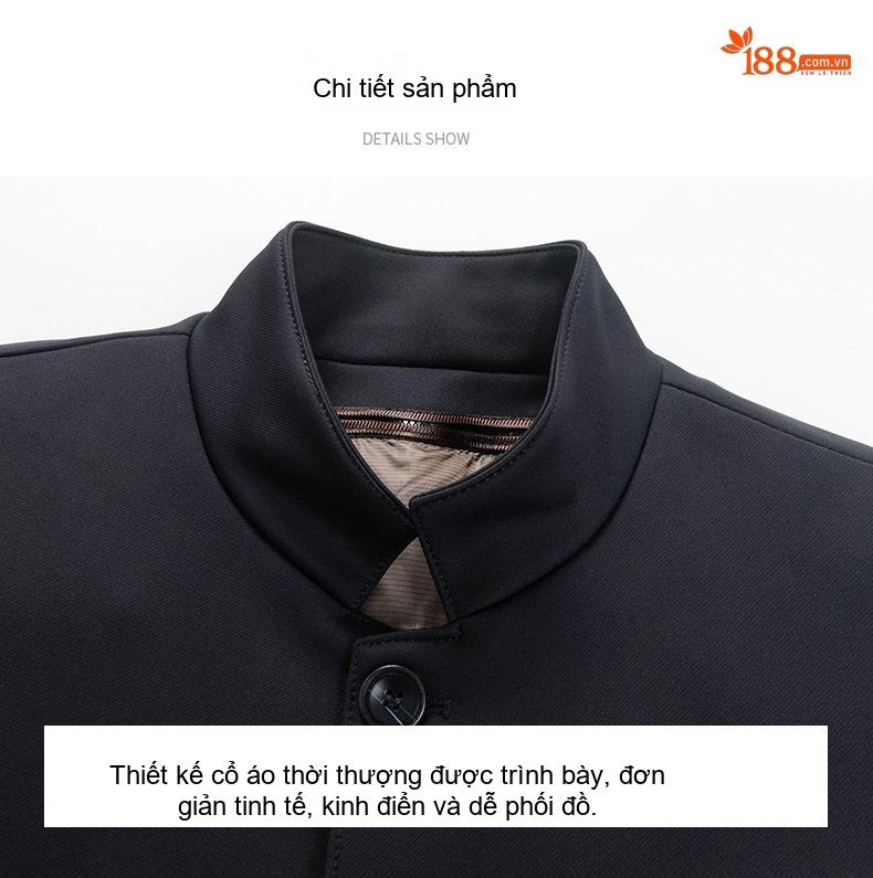 Áo Khoác Nam Trung Niên Milk Silk Dày Dặn Lót Lông Vũ Trắng Tháo Rời Màu Đen, Xám chi tiết 15